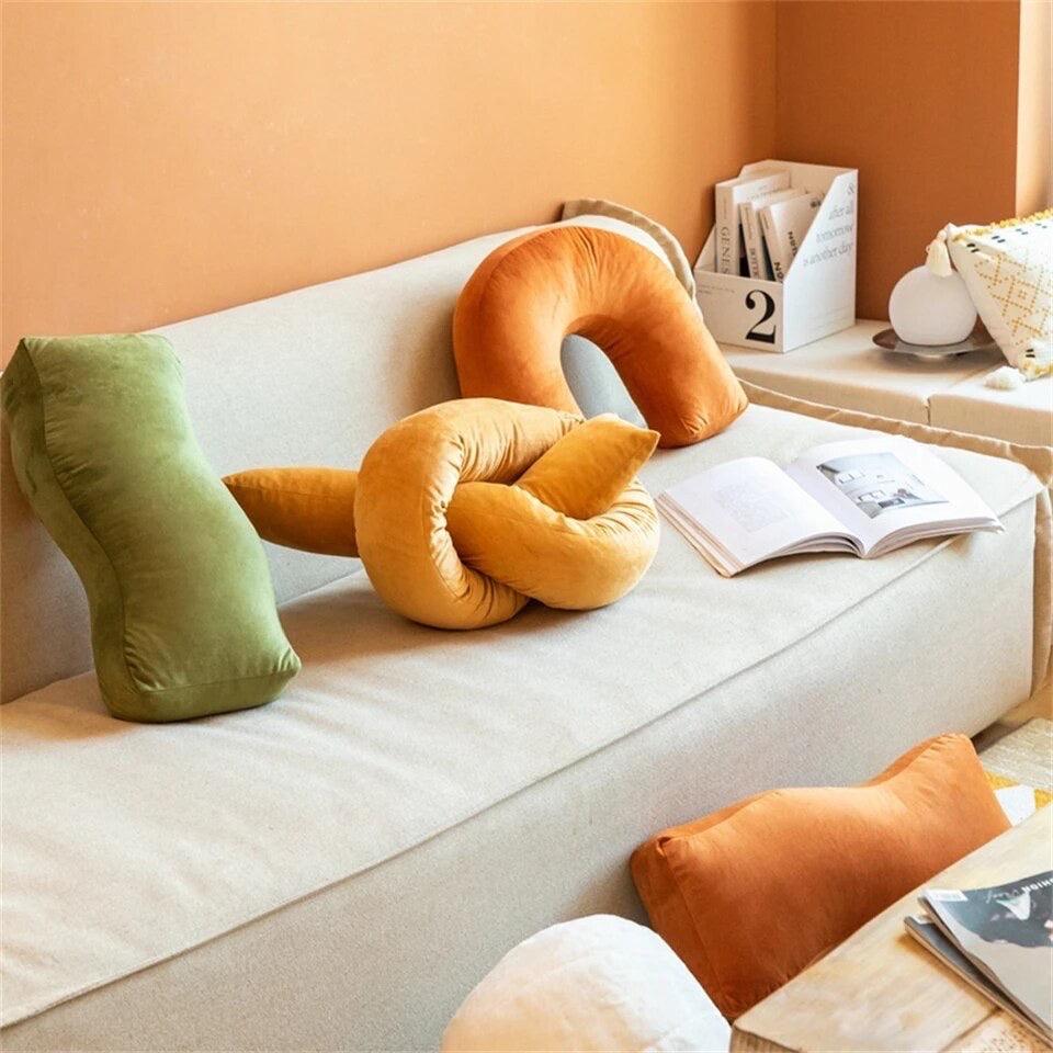 The Knot Velvet Yellow Cushion